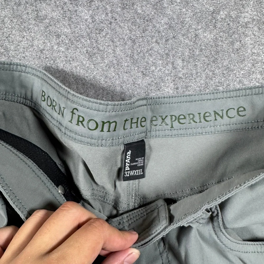 Prana Zion Shorts Mens 32 Gray Green Hiking Outdoor Stretch Nylon 11 Inseam
